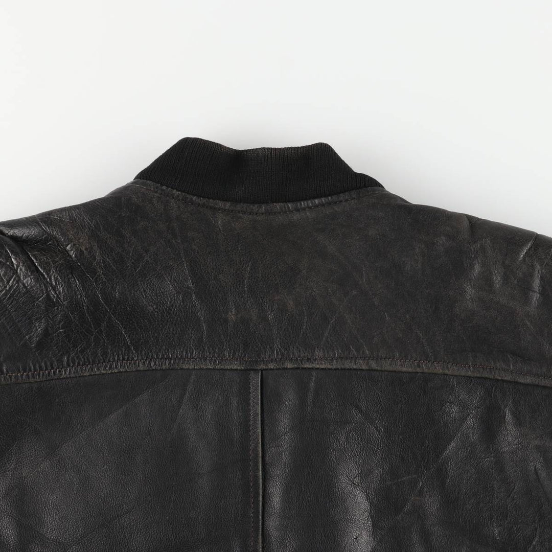 Padded leather blouson, men's size XL unclear black type Vintage Second Hand