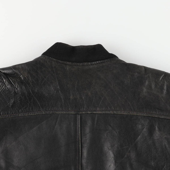 Padded leather blouson, men's size XL unclear black type Vintage Second Hand