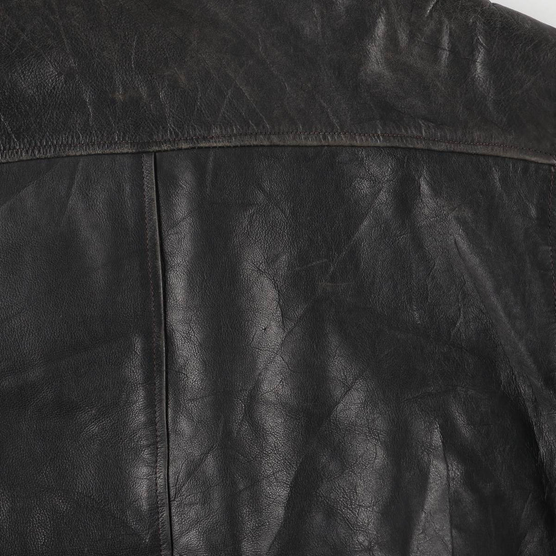 Padded leather blouson, men's size XL unclear black type Vintage Second Hand
