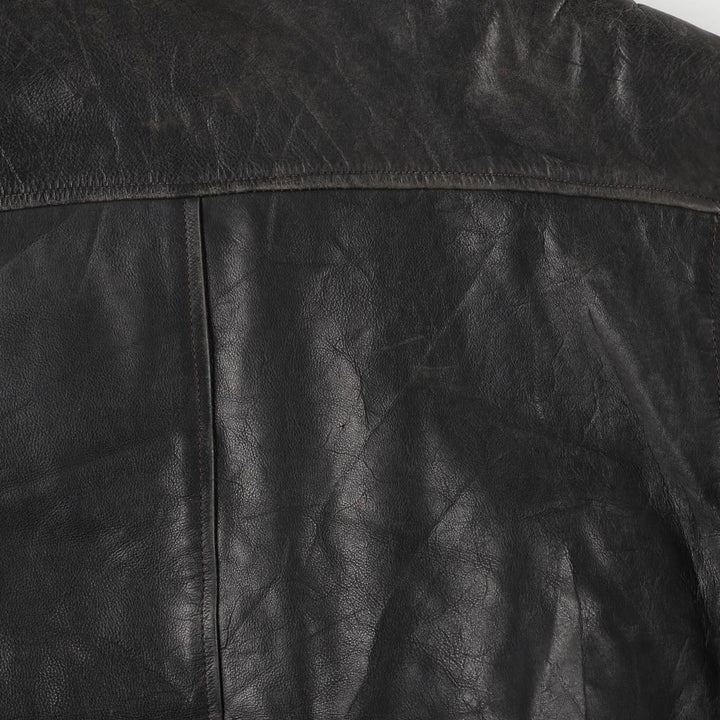 Padded leather blouson, men's size XL unclear black type Vintage Second Hand