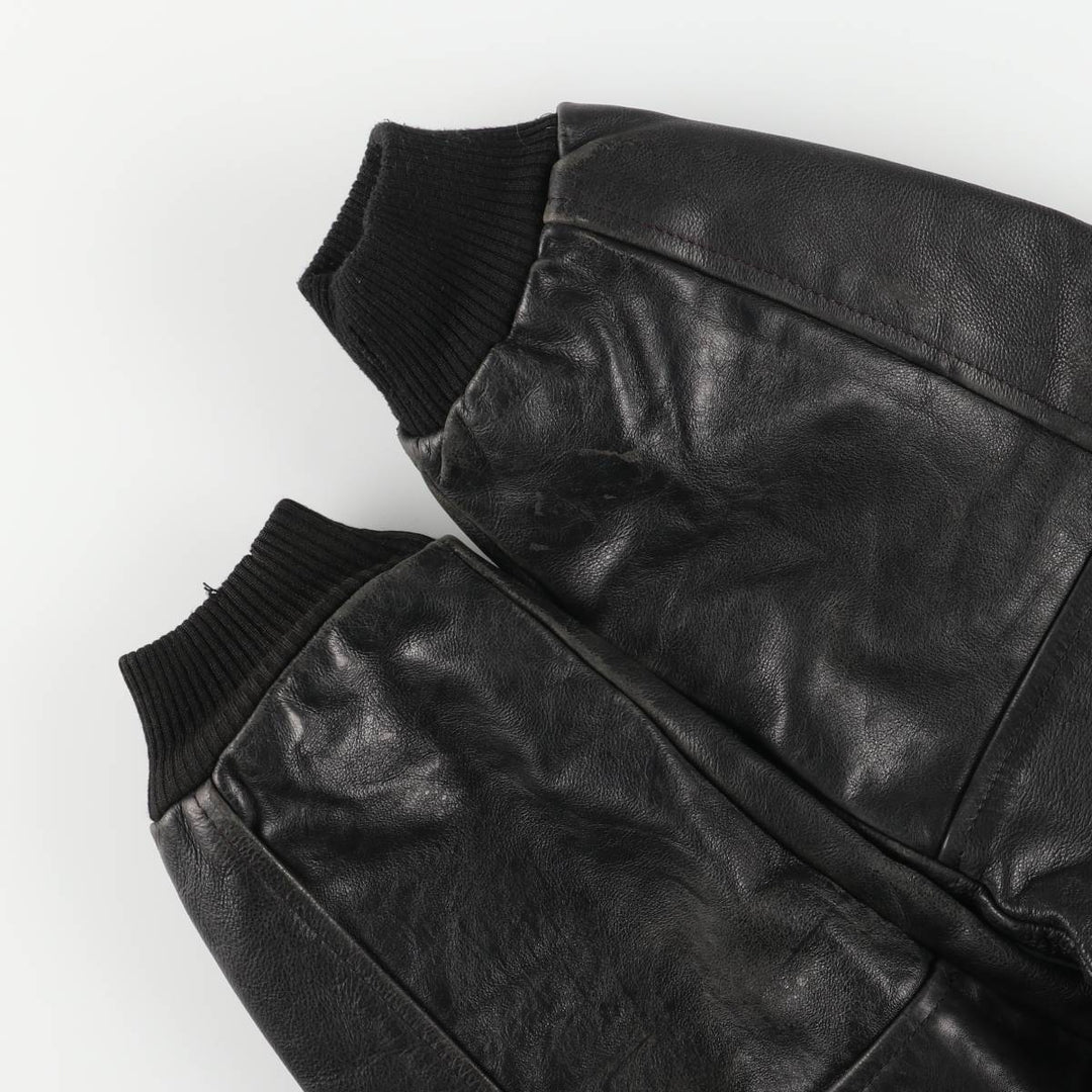 Padded leather blouson, men's size XL unclear black type Vintage Second Hand