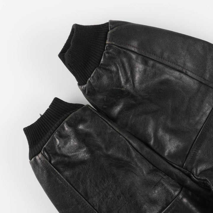 Padded leather blouson, men's size XL unclear black type Vintage Second Hand