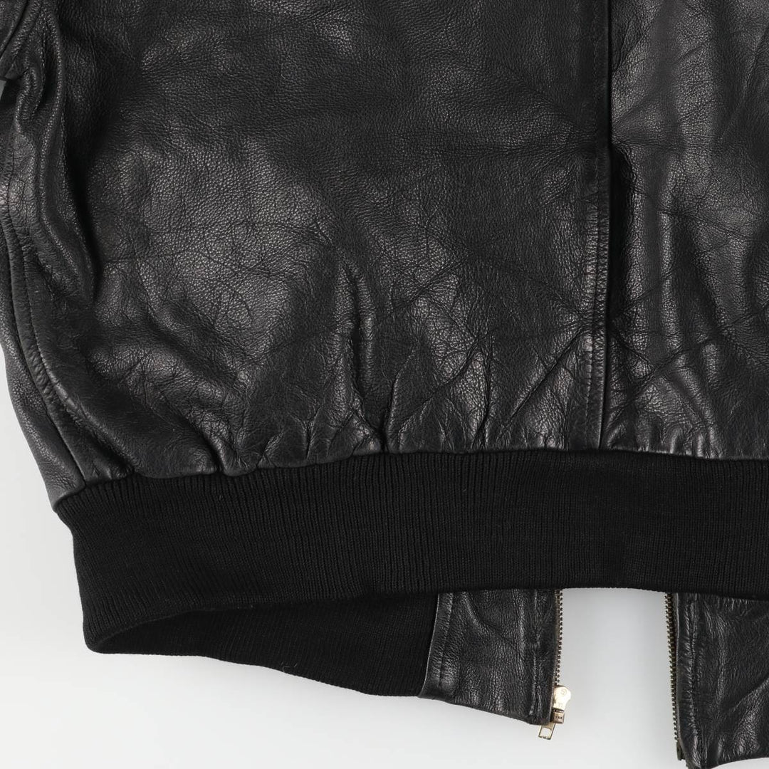 Padded leather blouson, men's size XL unclear black type Vintage Second Hand