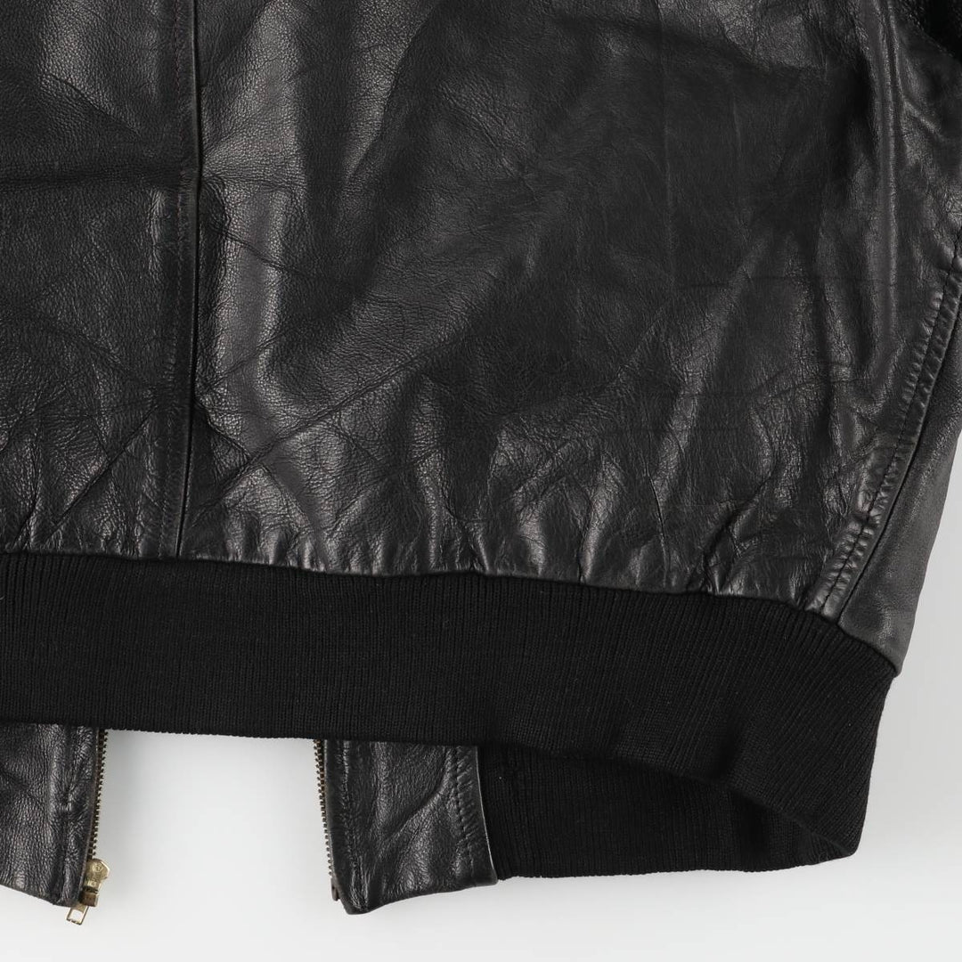 Padded leather blouson, men's size XL unclear black type Vintage Second Hand