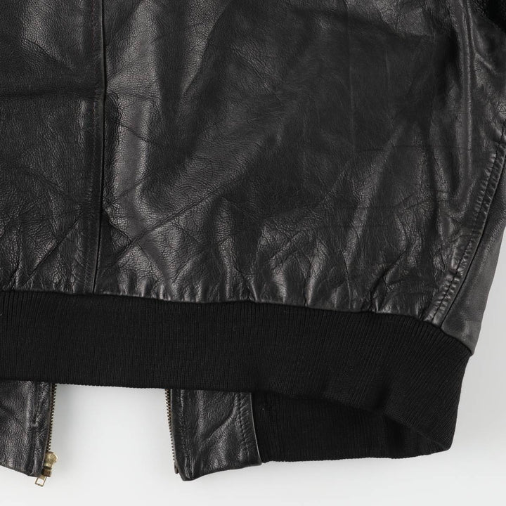 Padded leather blouson, men's size XL unclear black type Vintage Second Hand