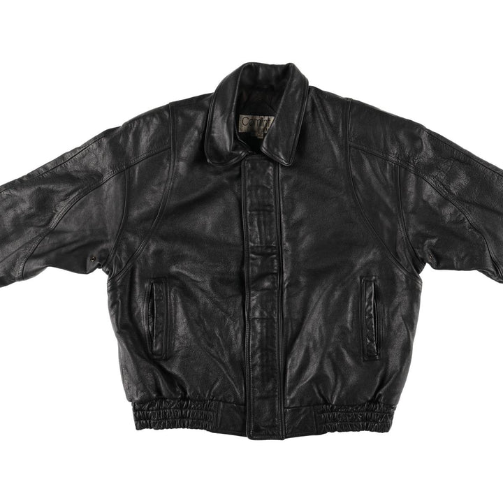 Comint For Men Padded Leather Flight Jacket, Men's Size XL genuine leather black type Vintage Second Hand