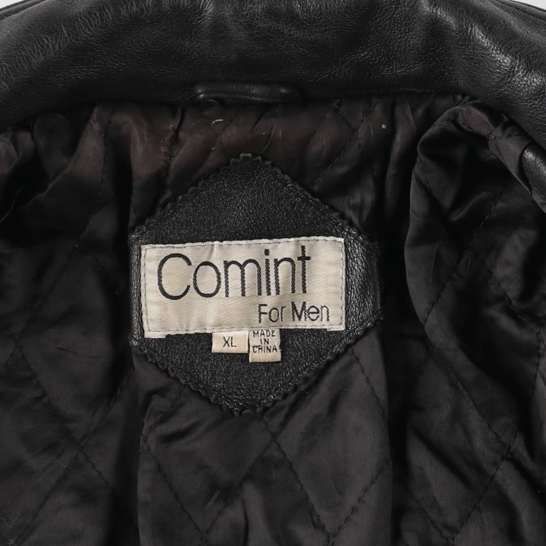Comint For Men Padded Leather Flight Jacket, Men's Size XL genuine leather black type Vintage Second Hand