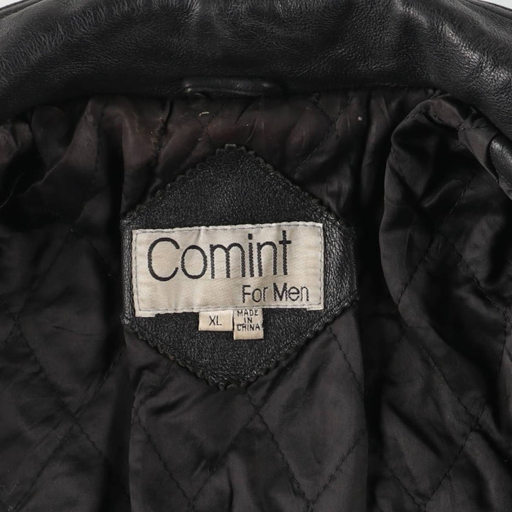 Comint For Men Padded Leather Flight Jacket, Men's Size XL genuine leather black type Vintage Second Hand