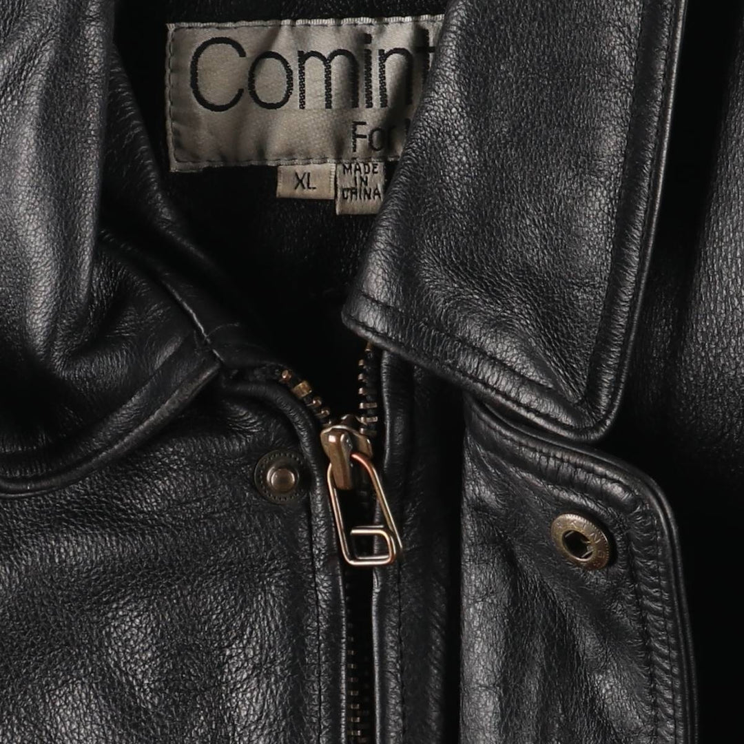 Comint For Men Padded Leather Flight Jacket, Men's Size XL genuine leather black type Vintage Second Hand