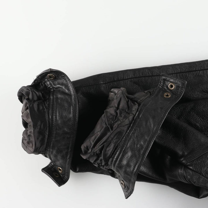 Comint For Men Padded Leather Flight Jacket, Men's Size XL genuine leather black type Vintage Second Hand