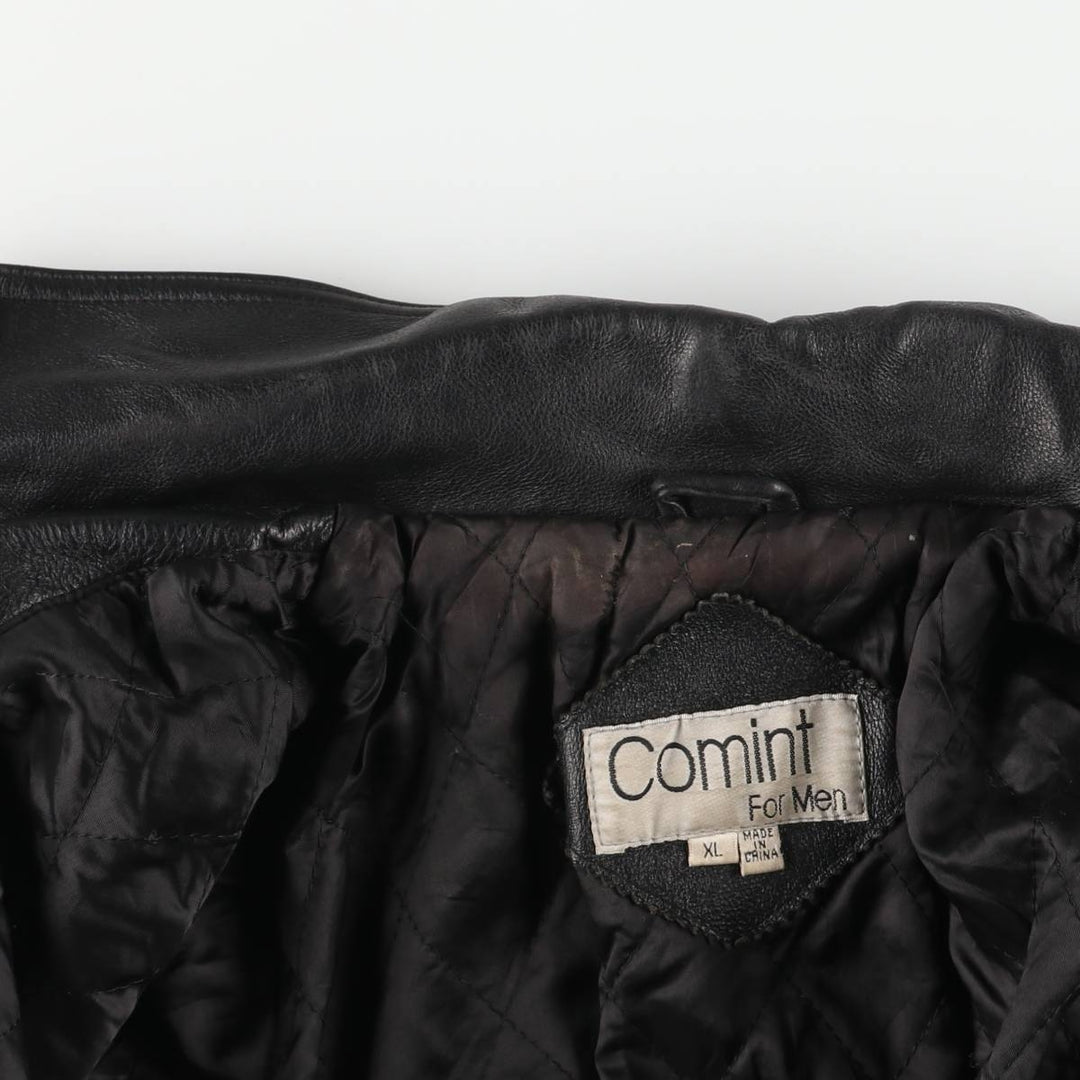 Comint For Men Padded Leather Flight Jacket, Men's Size XL genuine leather black type Vintage Second Hand