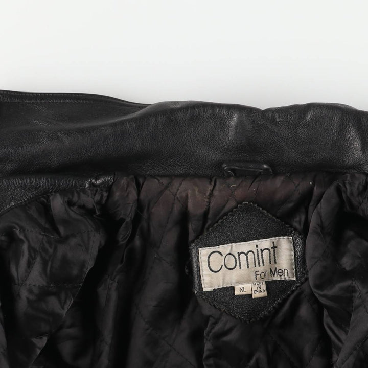 Comint For Men Padded Leather Flight Jacket, Men's Size XL genuine leather black type Vintage Second Hand