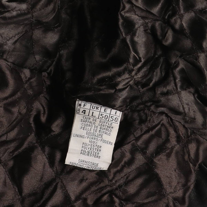 Jeremy's Vintage Padded Trucker Jacket, Men's Size L Genuine Leather Cowhide brown type Vintage Second Hand