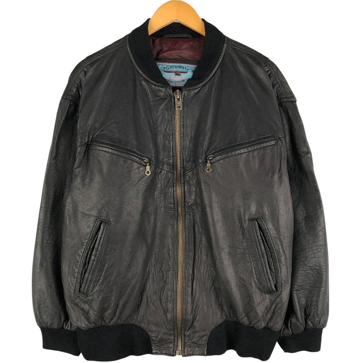 P and P COMPANY Vintage Leather Blouson, Men's XL genuine leather black type Vintage Second Hand