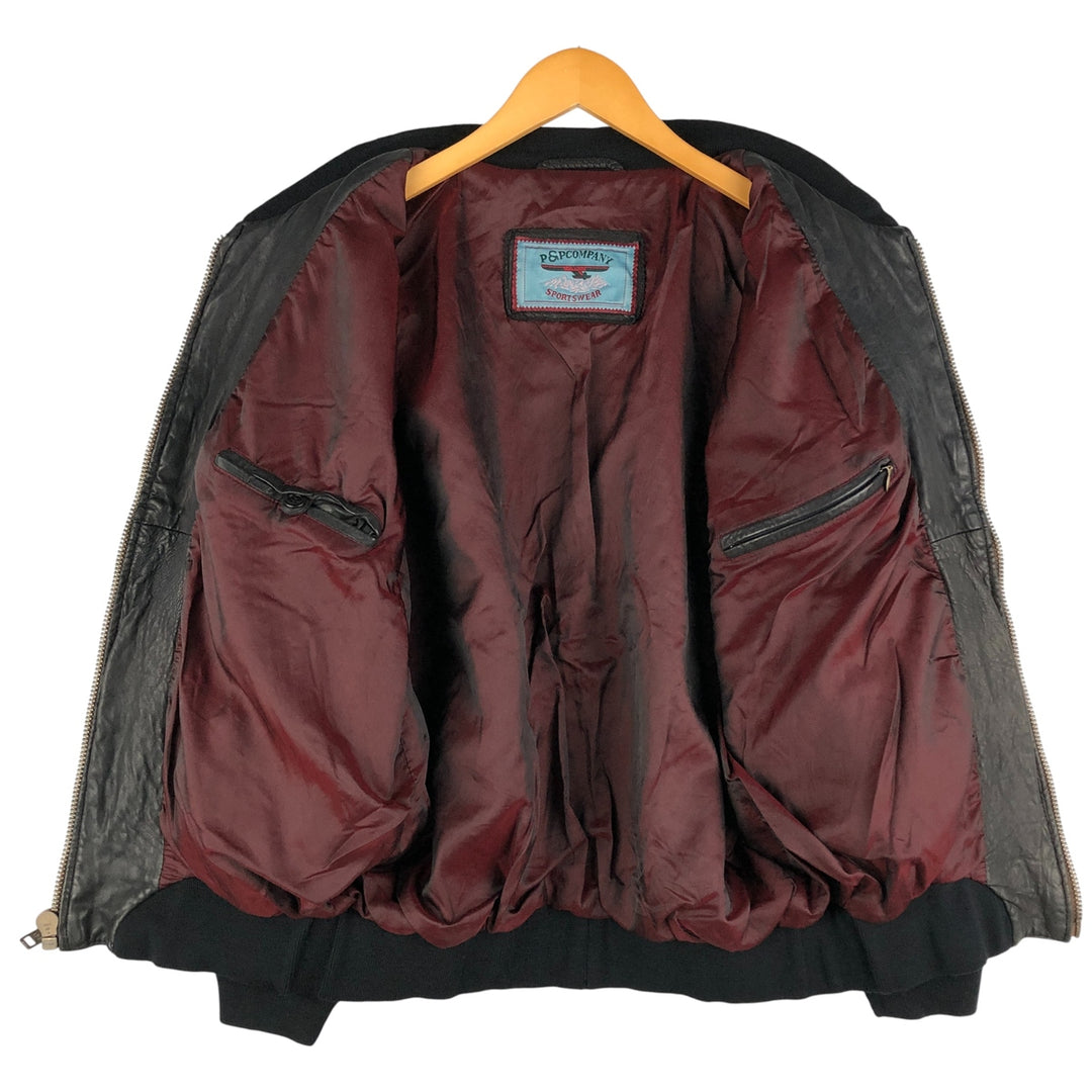 P and P COMPANY Vintage Leather Blouson, Men's XL genuine leather black type Vintage Second Hand