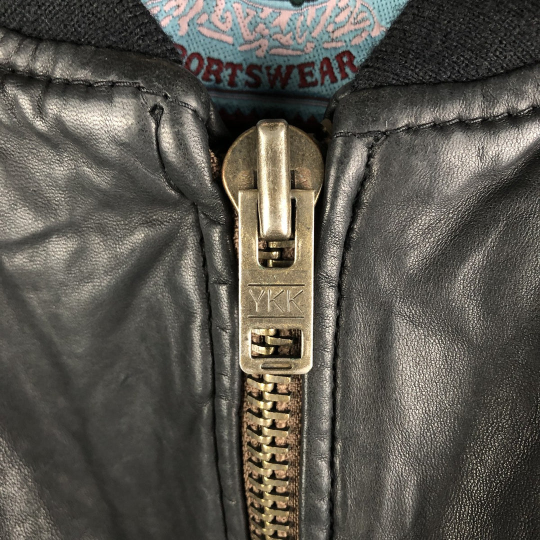 P and P COMPANY Vintage Leather Blouson, Men's XL genuine leather black type Vintage Second Hand