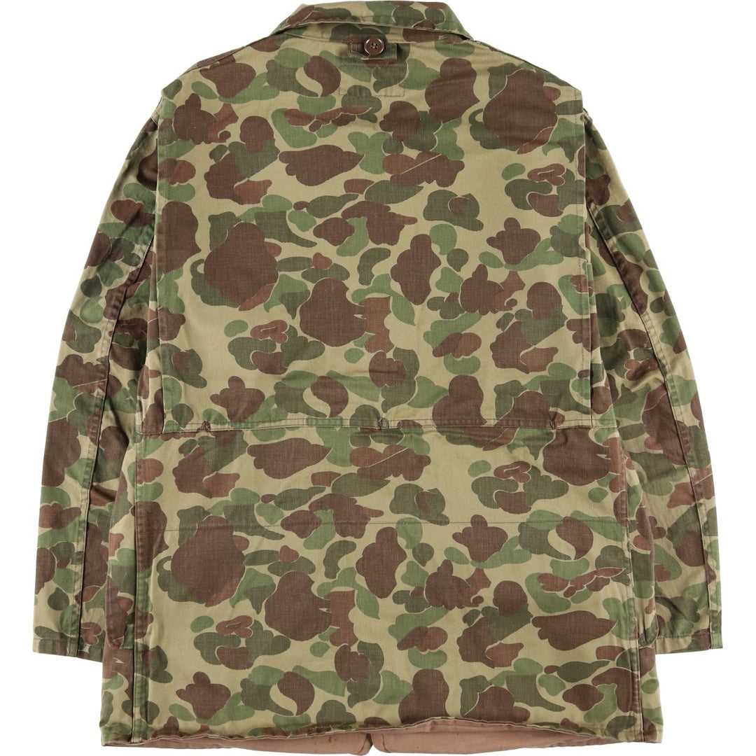 1960s-70'S 10-X America's Finest Sport Clothing Duck Hunter Camo Hunting Jacket, Made in USA, Men's Size L cotton Khaki type Vintage Second Hand