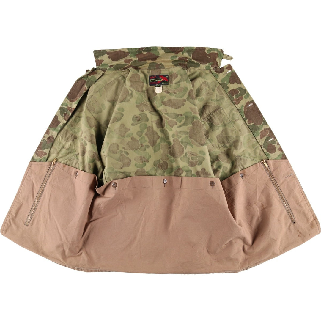 1960s-70'S 10-X America's Finest Sport Clothing Duck Hunter Camo Hunting Jacket, Made in USA, Men's Size L cotton Khaki type Vintage Second Hand