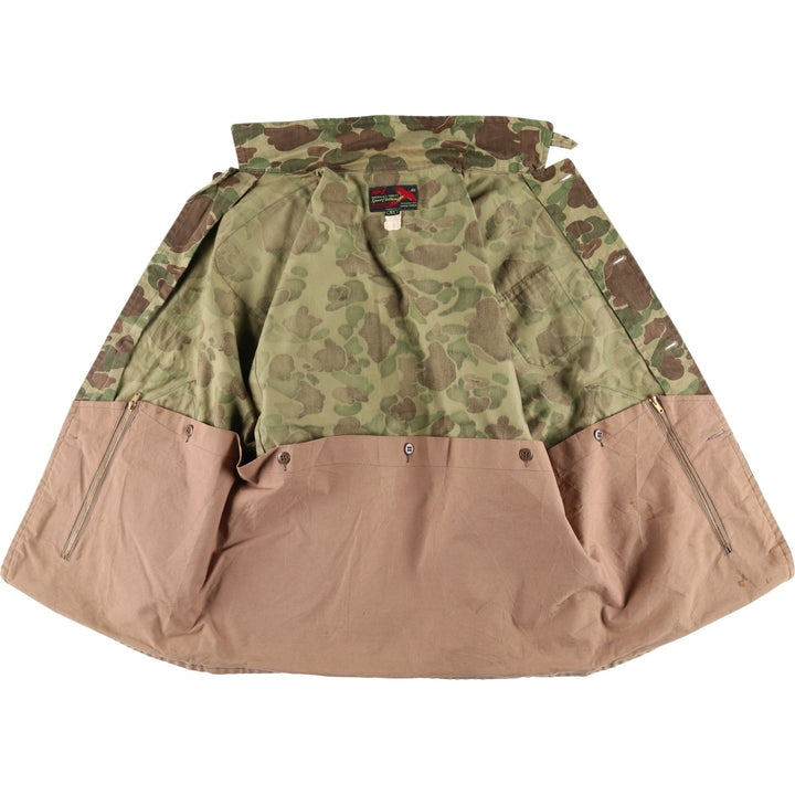 1960s-70'S 10-X America's Finest Sport Clothing Duck Hunter Camo Hunting Jacket, Made in USA, Men's Size L cotton Khaki type Vintage Second Hand