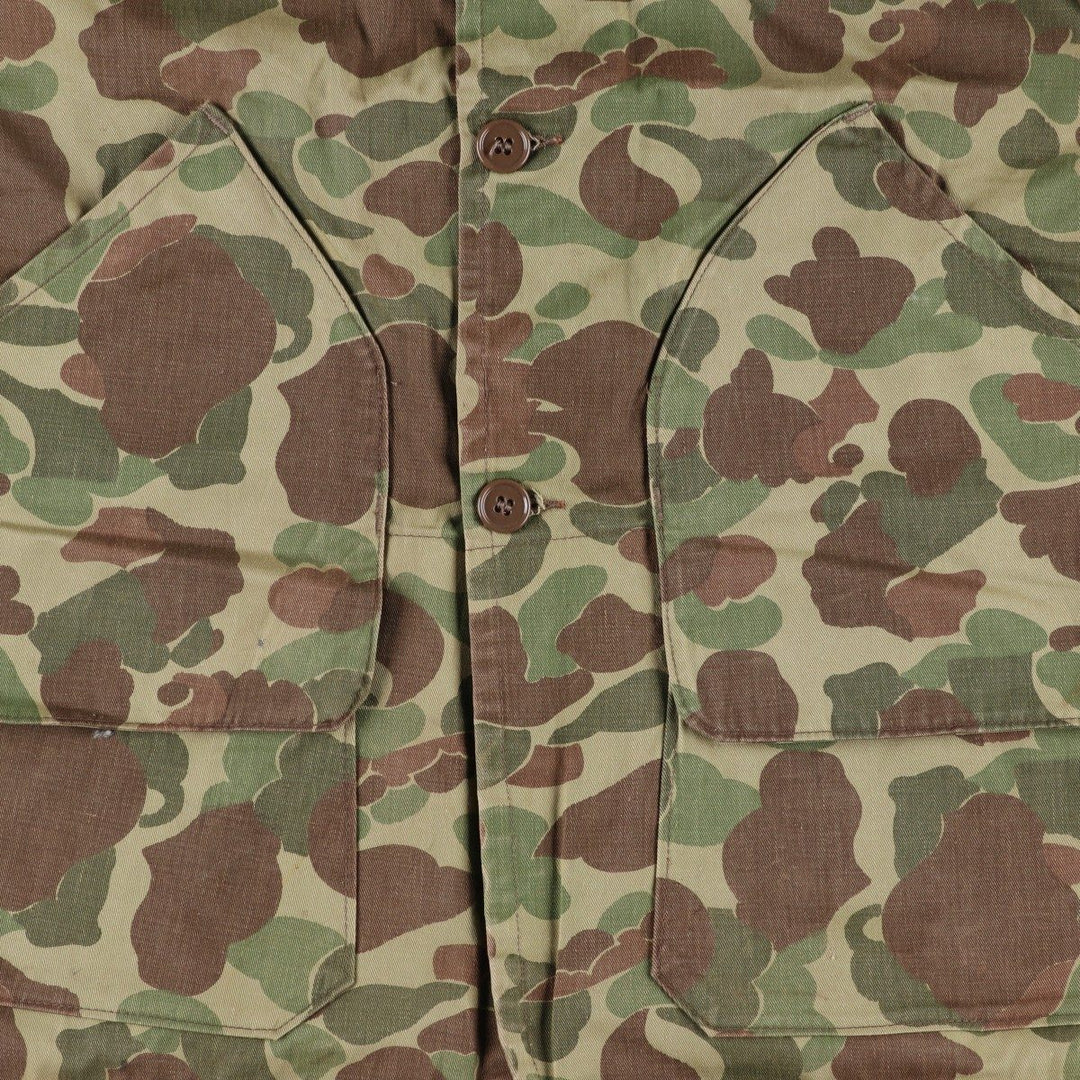 1960s-70'S 10-X America's Finest Sport Clothing Duck Hunter Camo Hunting Jacket, Made in USA, Men's Size L cotton Khaki type Vintage Second Hand