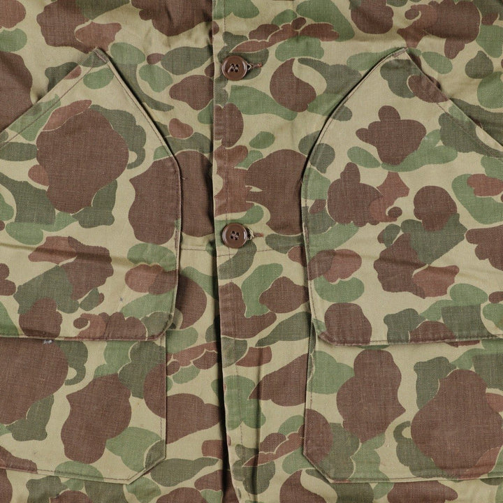 1960s-70'S 10-X America's Finest Sport Clothing Duck Hunter Camo Hunting Jacket, Made in USA, Men's Size L cotton Khaki type Vintage Second Hand