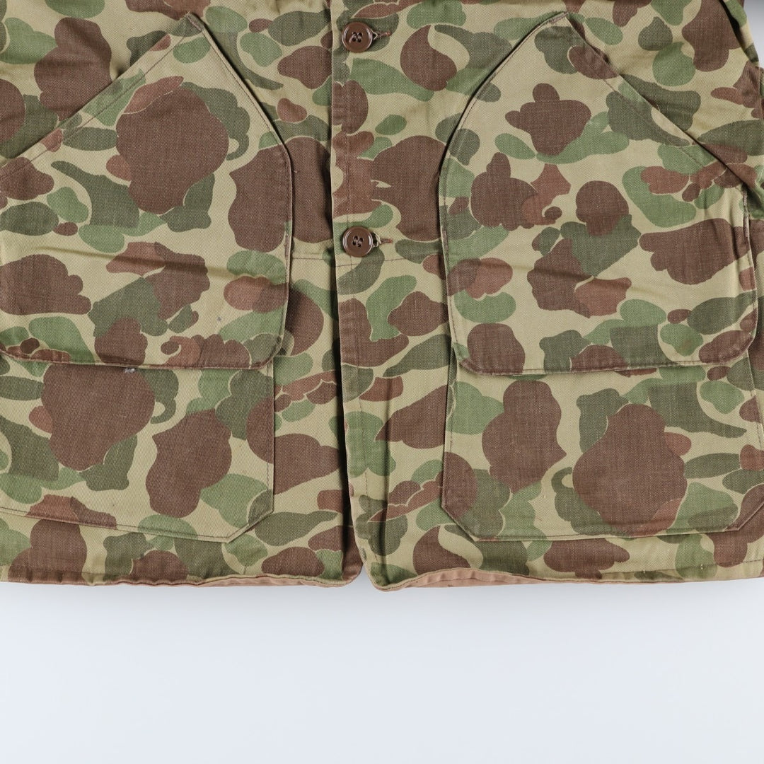 1960s-70'S 10-X America's Finest Sport Clothing Duck Hunter Camo Hunting Jacket, Made in USA, Men's Size L cotton Khaki type Vintage Second Hand