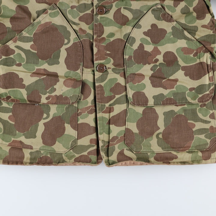 1960s-70'S 10-X America's Finest Sport Clothing Duck Hunter Camo Hunting Jacket, Made in USA, Men's Size L cotton Khaki type Vintage Second Hand