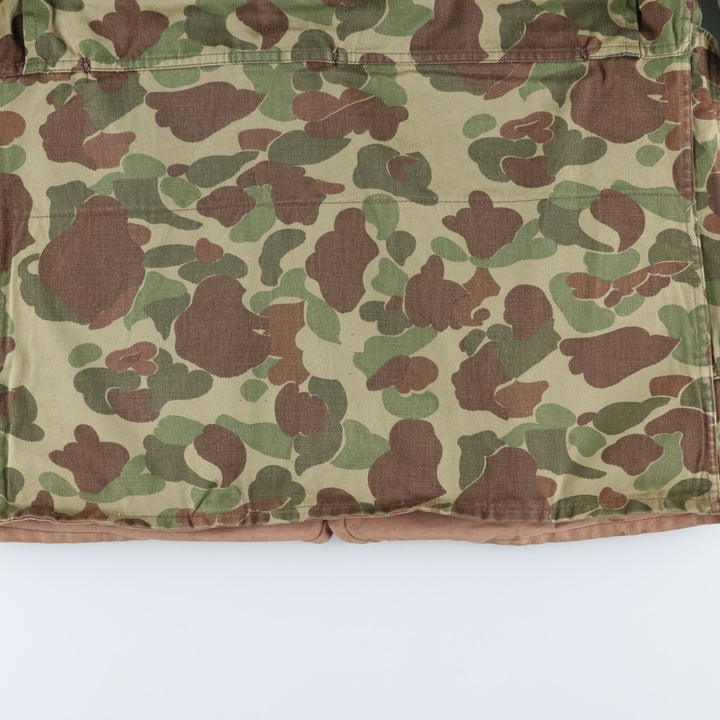 1960s-70'S 10-X America's Finest Sport Clothing Duck Hunter Camo Hunting Jacket, Made in USA, Men's Size L cotton Khaki type Vintage Second Hand