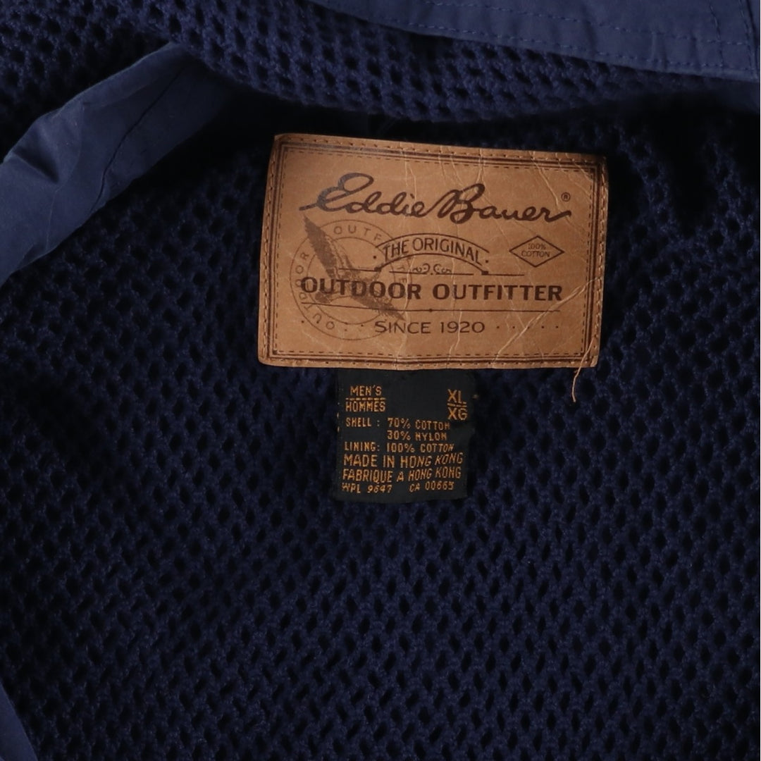 90'S Eddie Bauer Collared Mountain Parka/Shell Jacket, Men's Size XL, Vintage cotton navy blue type Vintage Second Hand