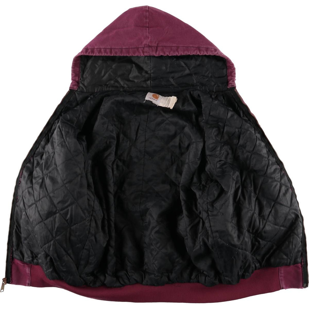 90'S Carhartt Active Jacket, Padded Duck Full-Zip Hoodie, Men's Size L, Vintage, Unknown unclear Red type red-purple Vintage Second Hand