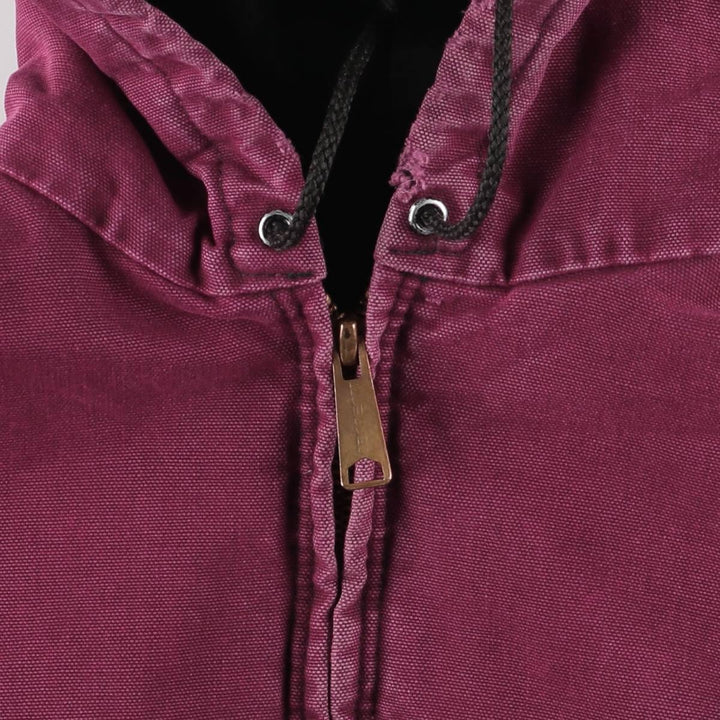 90'S Carhartt Active Jacket, Padded Duck Full-Zip Hoodie, Men's Size L, Vintage, Unknown unclear Red type red-purple Vintage Second Hand