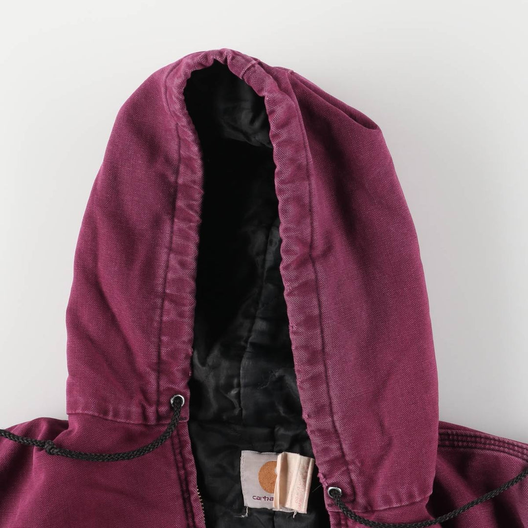 90'S Carhartt Active Jacket, Padded Duck Full-Zip Hoodie, Men's Size L, Vintage, Unknown unclear Red type red-purple Vintage Second Hand