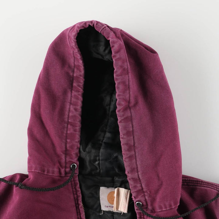 90'S Carhartt Active Jacket, Padded Duck Full-Zip Hoodie, Men's Size L, Vintage, Unknown unclear Red type red-purple Vintage Second Hand
