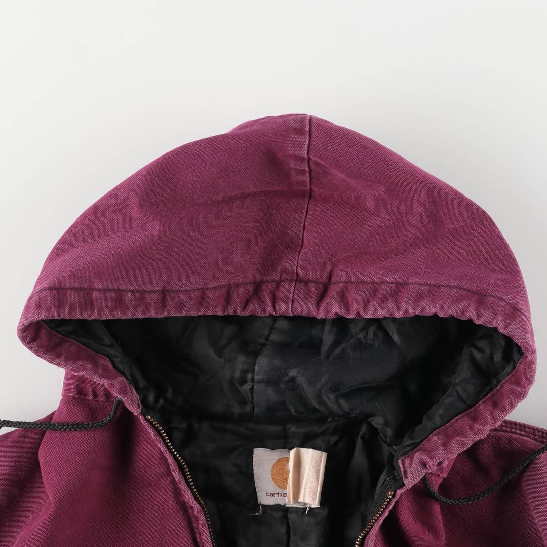 90'S Carhartt Active Jacket, Padded Duck Full-Zip Hoodie, Men's Size L, Vintage, Unknown unclear Red type red-purple Vintage Second Hand