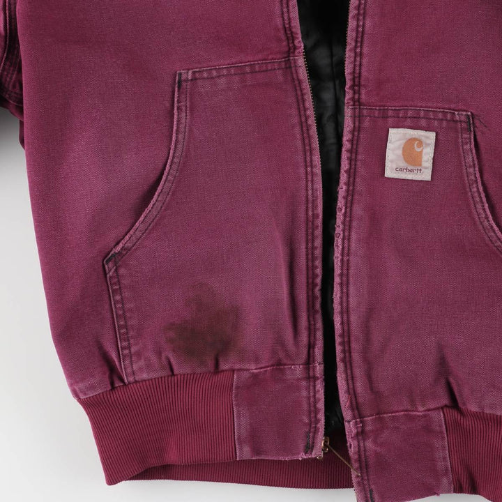 90'S Carhartt Active Jacket, Padded Duck Full-Zip Hoodie, Men's Size L, Vintage, Unknown unclear Red type red-purple Vintage Second Hand