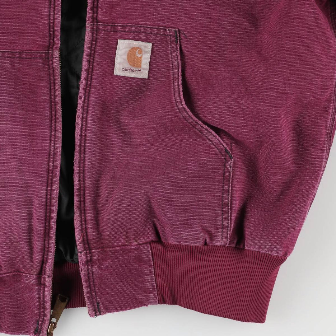 90'S Carhartt Active Jacket, Padded Duck Full-Zip Hoodie, Men's Size L, Vintage, Unknown unclear Red type red-purple Vintage Second Hand