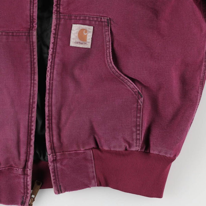90'S Carhartt Active Jacket, Padded Duck Full-Zip Hoodie, Men's Size L, Vintage, Unknown unclear Red type red-purple Vintage Second Hand
