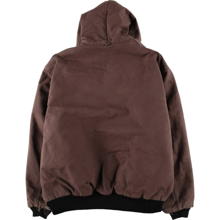 Oversized 80s-90'S Carhartt Active Jacket, Padded Duck Full-Zip Hoodie, Men's Size XXXL cotton red type reddish brown Vintage Second Hand
