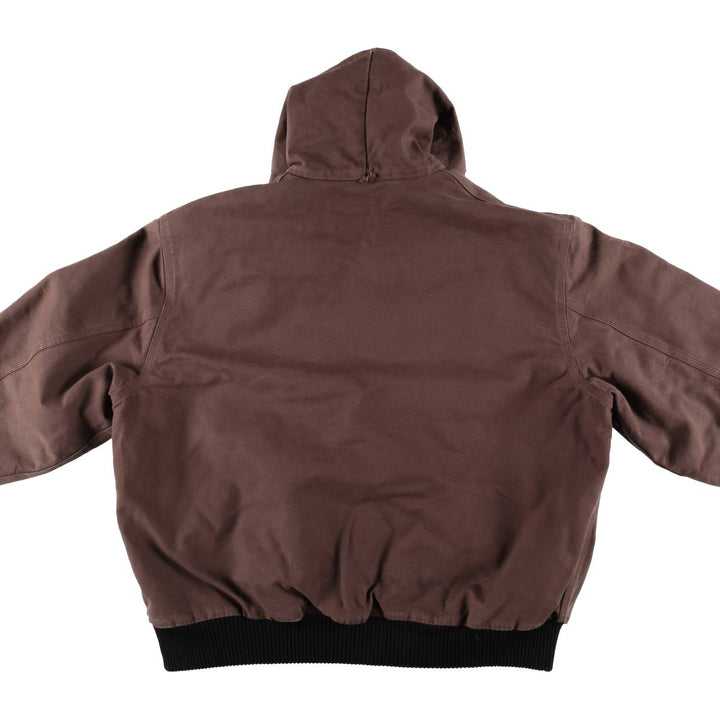 Oversized 80s-90'S Carhartt Active Jacket, Padded Duck Full-Zip Hoodie, Men's Size XXXL cotton red type reddish brown Vintage Second Hand