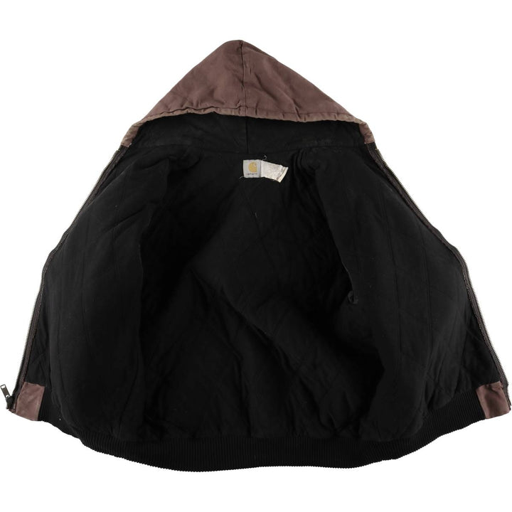 Oversized 80s-90'S Carhartt Active Jacket, Padded Duck Full-Zip Hoodie, Men's Size XXXL cotton red type reddish brown Vintage Second Hand