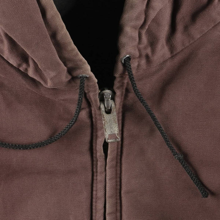 Oversized 80s-90'S Carhartt Active Jacket, Padded Duck Full-Zip Hoodie, Men's Size XXXL cotton red type reddish brown Vintage Second Hand