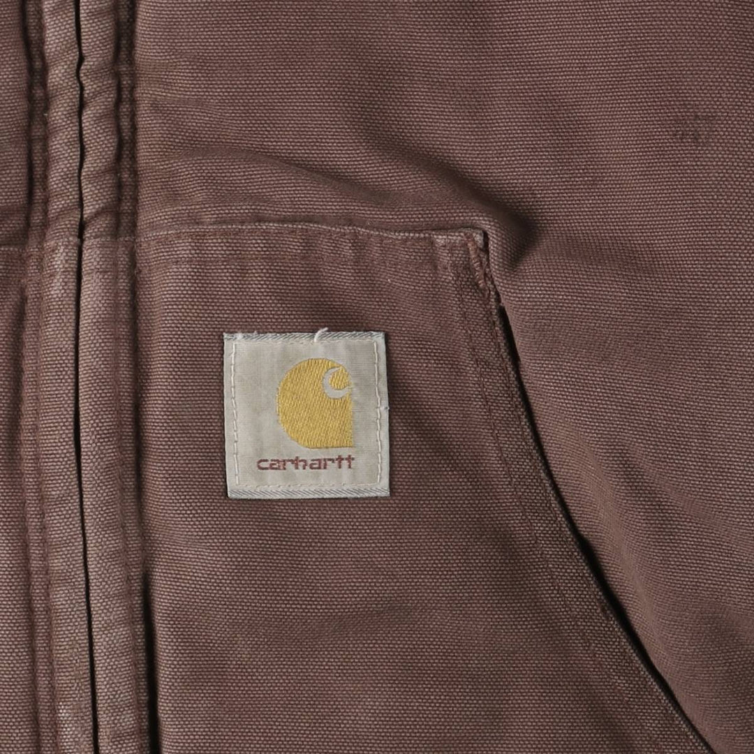 Oversized 80s-90'S Carhartt Active Jacket, Padded Duck Full-Zip Hoodie, Men's Size XXXL cotton red type reddish brown Vintage Second Hand