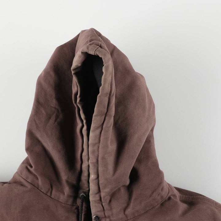 Oversized 80s-90'S Carhartt Active Jacket, Padded Duck Full-Zip Hoodie, Men's Size XXXL cotton red type reddish brown Vintage Second Hand