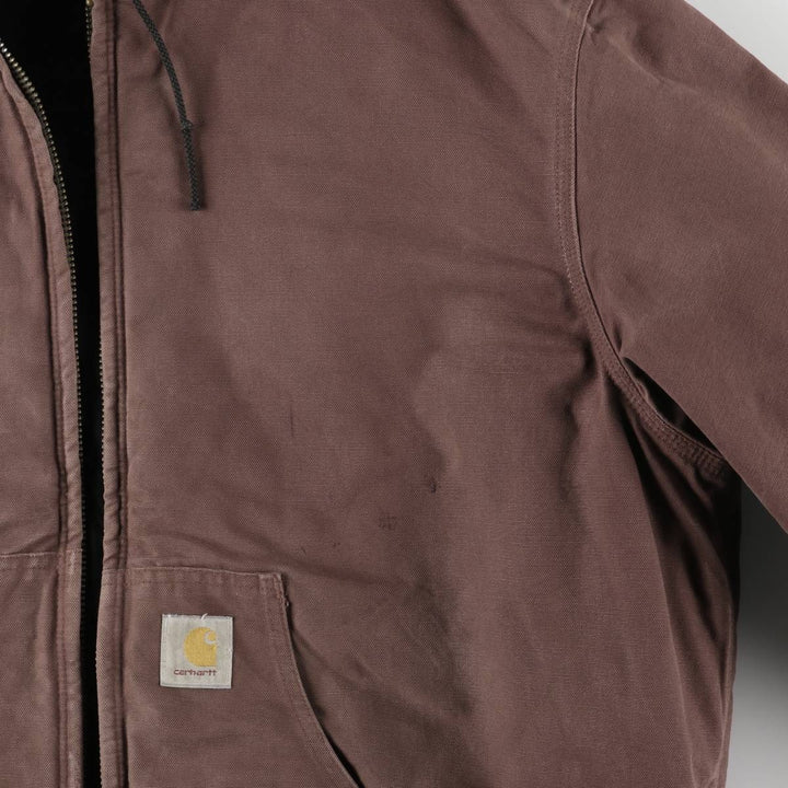 Oversized 80s-90'S Carhartt Active Jacket, Padded Duck Full-Zip Hoodie, Men's Size XXXL cotton red type reddish brown Vintage Second Hand