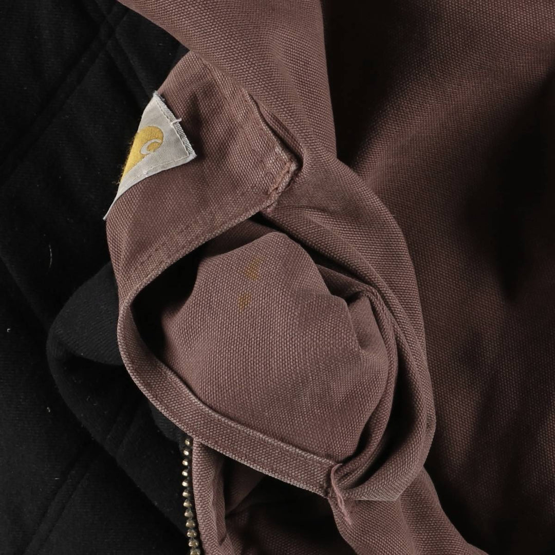 Oversized 80s-90'S Carhartt Active Jacket, Padded Duck Full-Zip Hoodie, Men's Size XXXL cotton red type reddish brown Vintage Second Hand