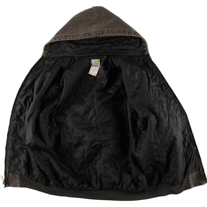 2000'S Carhartt Active Jacket, Padded Duck Full Zip Hoodie, Men's Size XL cotton brown type Vintage Second Hand