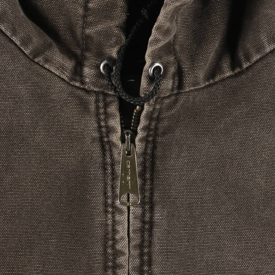 2000'S Carhartt Active Jacket, Padded Duck Full Zip Hoodie, Men's Size XL cotton brown type Vintage Second Hand