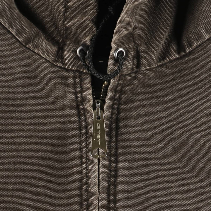 2000'S Carhartt Active Jacket, Padded Duck Full Zip Hoodie, Men's Size XL cotton brown type Vintage Second Hand