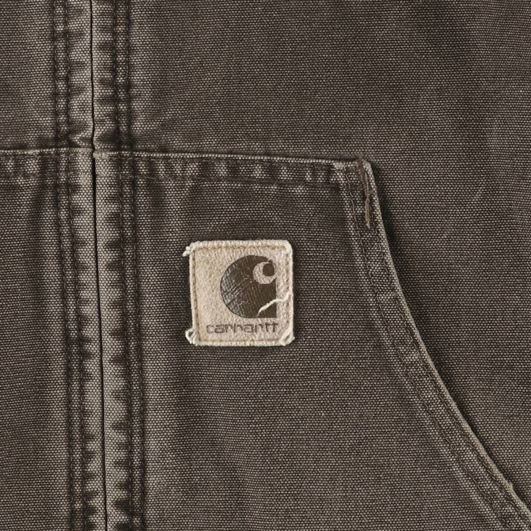 2000'S Carhartt Active Jacket, Padded Duck Full Zip Hoodie, Men's Size XL cotton brown type Vintage Second Hand