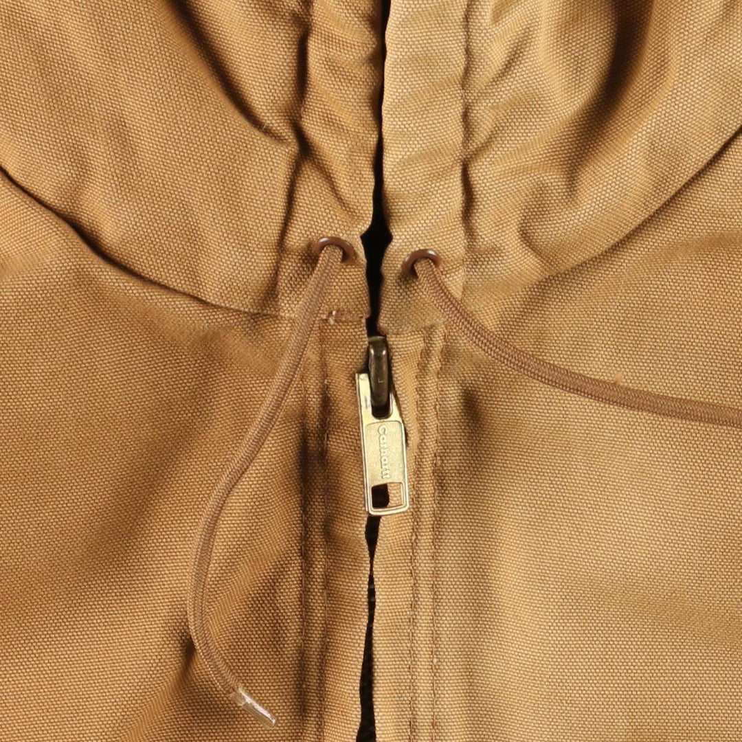 2000'S Carhartt Active Jacket, Padded Duck Full-Zip Hoodie, Made in USA, Men's Size L cotton ocher yellow type Vintage Second Hand